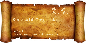 Kosztolányi Ida névjegykártya