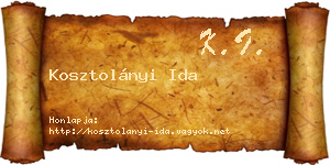 Kosztolányi Ida névjegykártya
